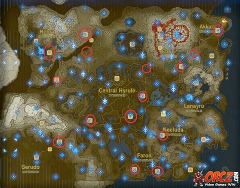 map of all stables botw.